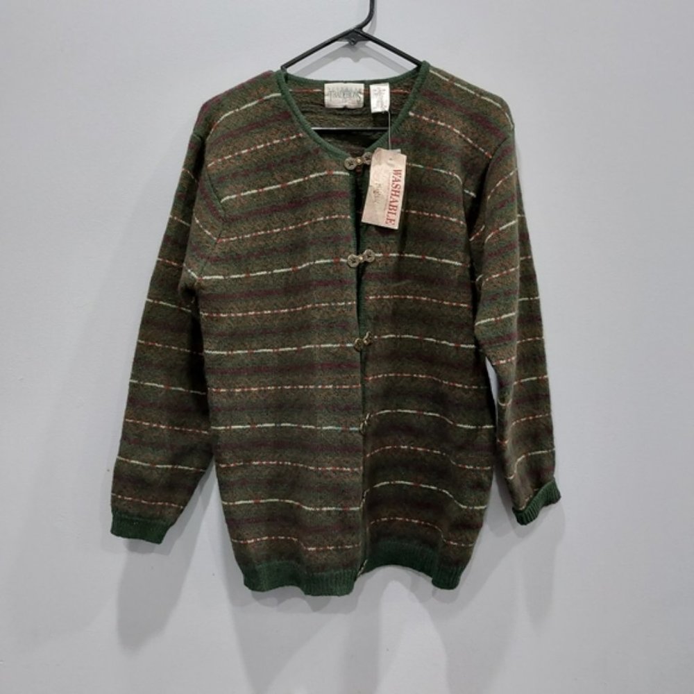 Vintage Northern Traditions Grandmacore Wool Striped Cardigan